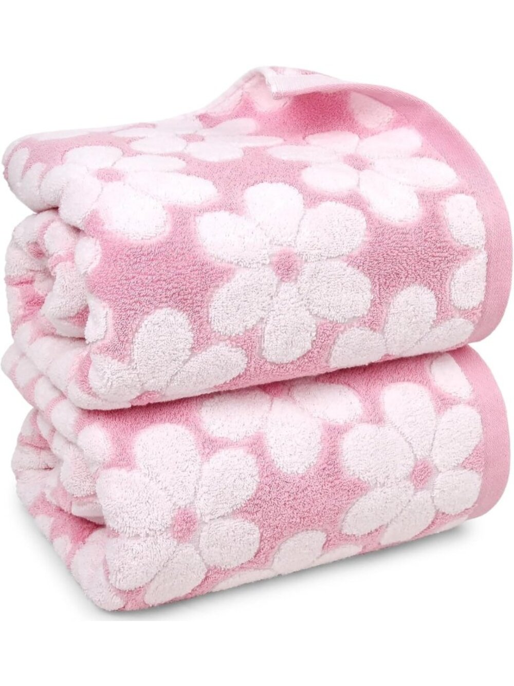 Super Absorbent Pink Bath Towels Set of 2, Decorative 27.5x55 Inches, Soft